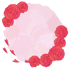 母の日　カーネーションのフレーム　水彩風