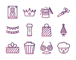 bundle of party set icons