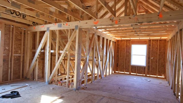 Roofing frame new house residential interior construction wall of attic apartment