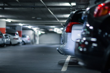 Underground parking/garage (shallow DOF; color toned image)