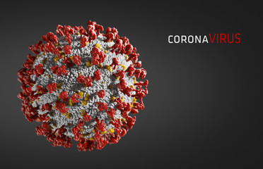 Coronavirus COVID-2019 outbreak and coronaviruses 2019-nCov influenza background as dangerous flu strain cases as a pandemic medical health risk concept with disease cells as a 3D render