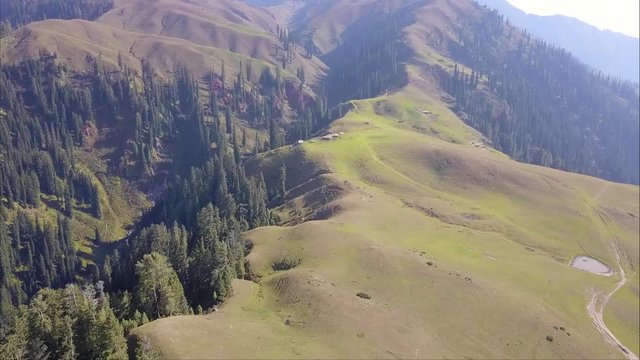 Makra peak at Sri paya top aerial shot in shogran naran - zoom in view