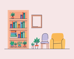 Living room with furniture and chairs vector design