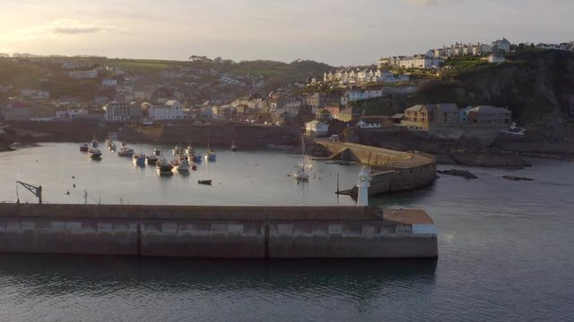 Mevagissey Harbour at Sunset in Cornwall UK