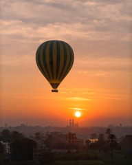 Hot air balloon over Luxor, Egypt, at sunrise