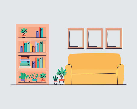 Living room with furniture and couch vector design
