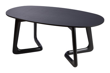 Wooden table isolated on white background. Black oak table.