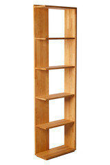 Wooden bookstand isolated on white background. Home furniture for books.