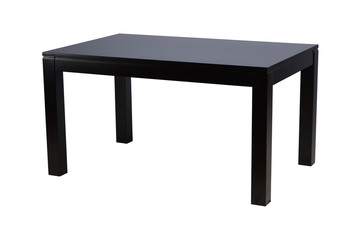 Wooden table isolated on white background. Black oak table.