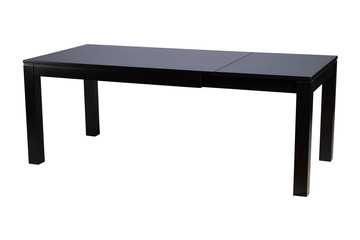 Wooden table isolated on white background. Black oak table.