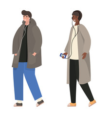 Boys with smartphones vector design