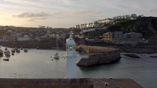 Mevagissey Harbour at Sunset in Cornwall UK