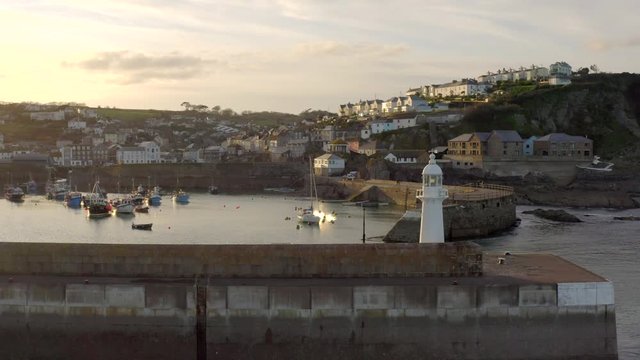 Mevagissey Harbour in Cornwall at Sunset
