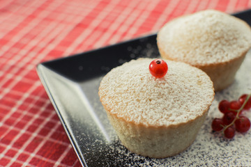 Cupcakes on a plate. Sweet cupcake with heart for Valentine's Day.