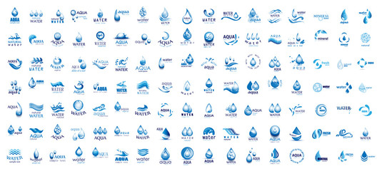 Fototapeta na wymiar Water Splash Vector And Drop Logo Set - Isolated On White. Vector Collection Of Flat Water Splash and Drop Logo. Icons For Droplet, Water Wave, Rain, Raindrop, Company Logo And Bubble Design