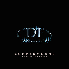 Initial Letter DF Logo With circle Template Vector