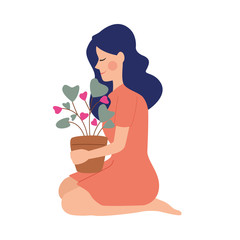 beautiful mother with houseplant character