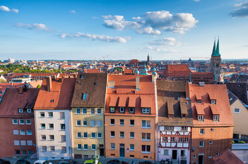 Obraz premium Aerial view of Nurnberg medieval town, Germany