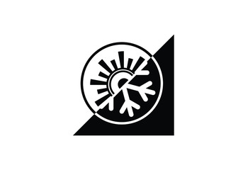 Air conditioner logo sign symbol, Hot and cold symbol black and white.