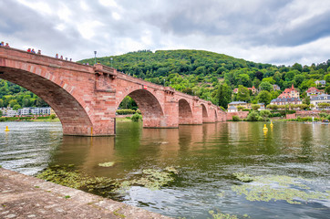 Fototapeta premium Heidelberg medieval bridge over the river, Germany