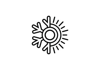 Weather Climate Change Symbol representing Hot and Cold Sun Snowflake Illustration Concept