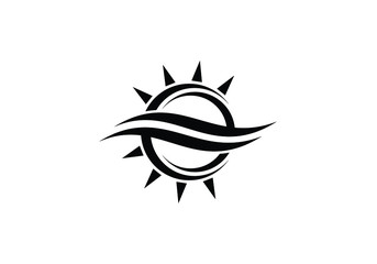 Abstract Sun and Waves Logo Representing Energy, Renewal, and Connection to Nature
