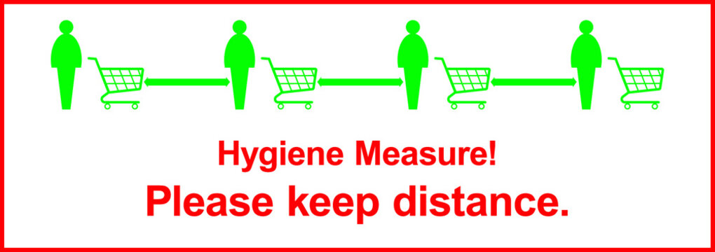 Covid-19, Corona, 594x210 Poster for social distance in Supermarket counter, Hygiene Measure, Please keep distance.