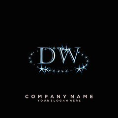 Initial Letter DW Logo With circle Template Vector