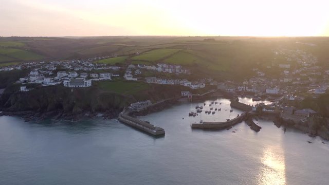 Mevagissey Harbour at Sunset in Cornwall UK