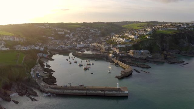 Mevagissey Harbour at Sunset in Cornwall UK