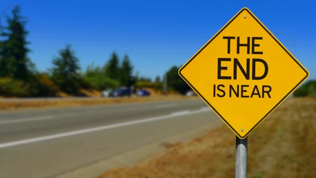 The End is Near Yellow Road Sign, Seamless Looping Video