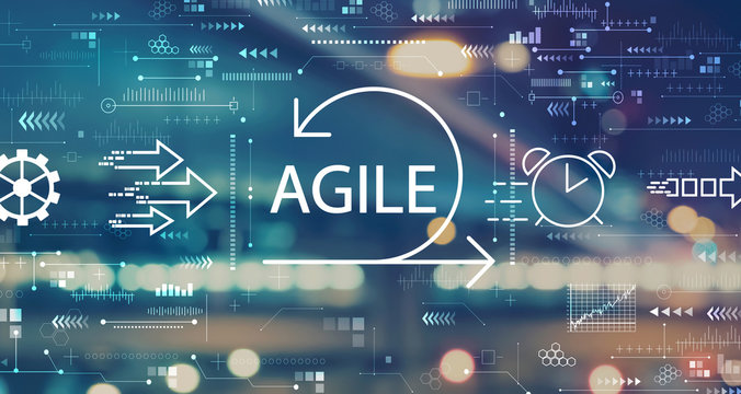 Agile concept with blurred city abstract lights background