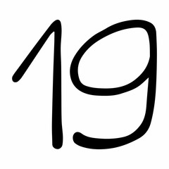 Number Nineteen. Illustration isolated on a white background. Vector illustration. 19