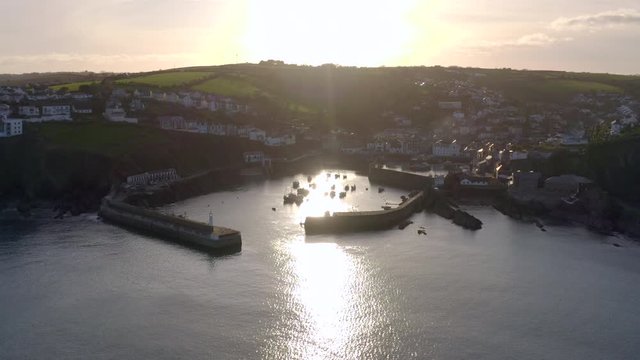 Mevagissey Harbour in Cornwall UK, A Picturesque Seaside Town From the Air