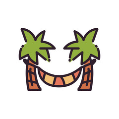 Isolated palm trees and hammock fill style icon vector design