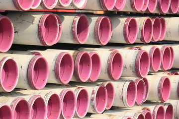 Pink stacked pipes