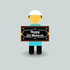 Flat icon of happy eid mubarak. - Vector