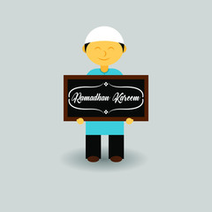 Flat icon of muslim men activities. ramadan kareem. - Vector