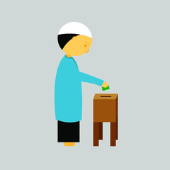 Flat icon of muslim men activities. praying, ramadan kareem, eid mubarak. - Vector