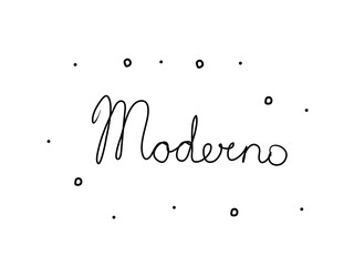 Moderno phrase handwritten with a calligraphy brush. Modern in italian. Isolated word black