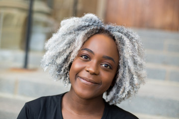 Moncton, New Brunswick, Canada June 19 2019 Young beautiful smiling black female. International...