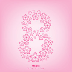 March 8, Happy Women's Day. illustration for International Women's Day card.