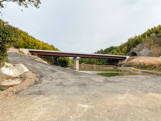 Fototapeta na wymiar Bridge under construction in Japan.