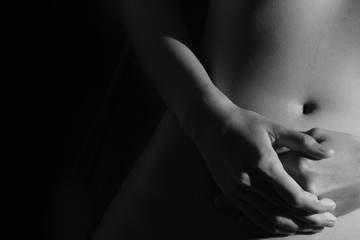 Sexy body nude woman, Fashion art studio portrait of Black and White Beautiful woman body, low key...