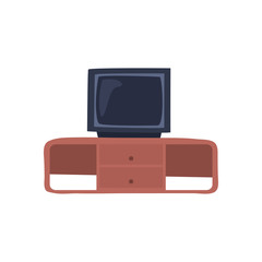 Isolated tv over furniture flat style icon vector design