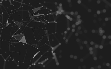 Abstract background. Molecules technology with polygonal shapes, connecting dots and lines. Connection structure. Big data visualization.