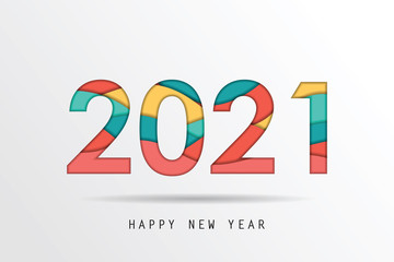 2021 vector on paper cut background. 2021 vector concept. Festive numbers design. Lettering 2021 vector concept EPS 10