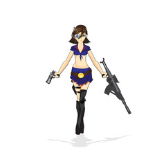 Fototapeta na wymiar Anime Girl with guns
