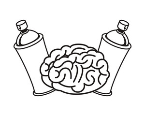 brain organ with spray paint bottles