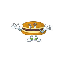 A picture of smirking dorayaki cartoon character design style